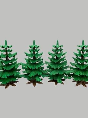 Playmobil Vintage 6 1/2” Pine Trees Set Green Christmas Tree Figurines